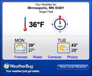 Capture d'écran du widget WeatherBug