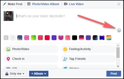 Insérer des emoji dans une publication Facebook